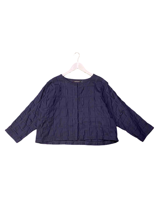 Size M | Alpha60 Navy Grid Shirred Jacket