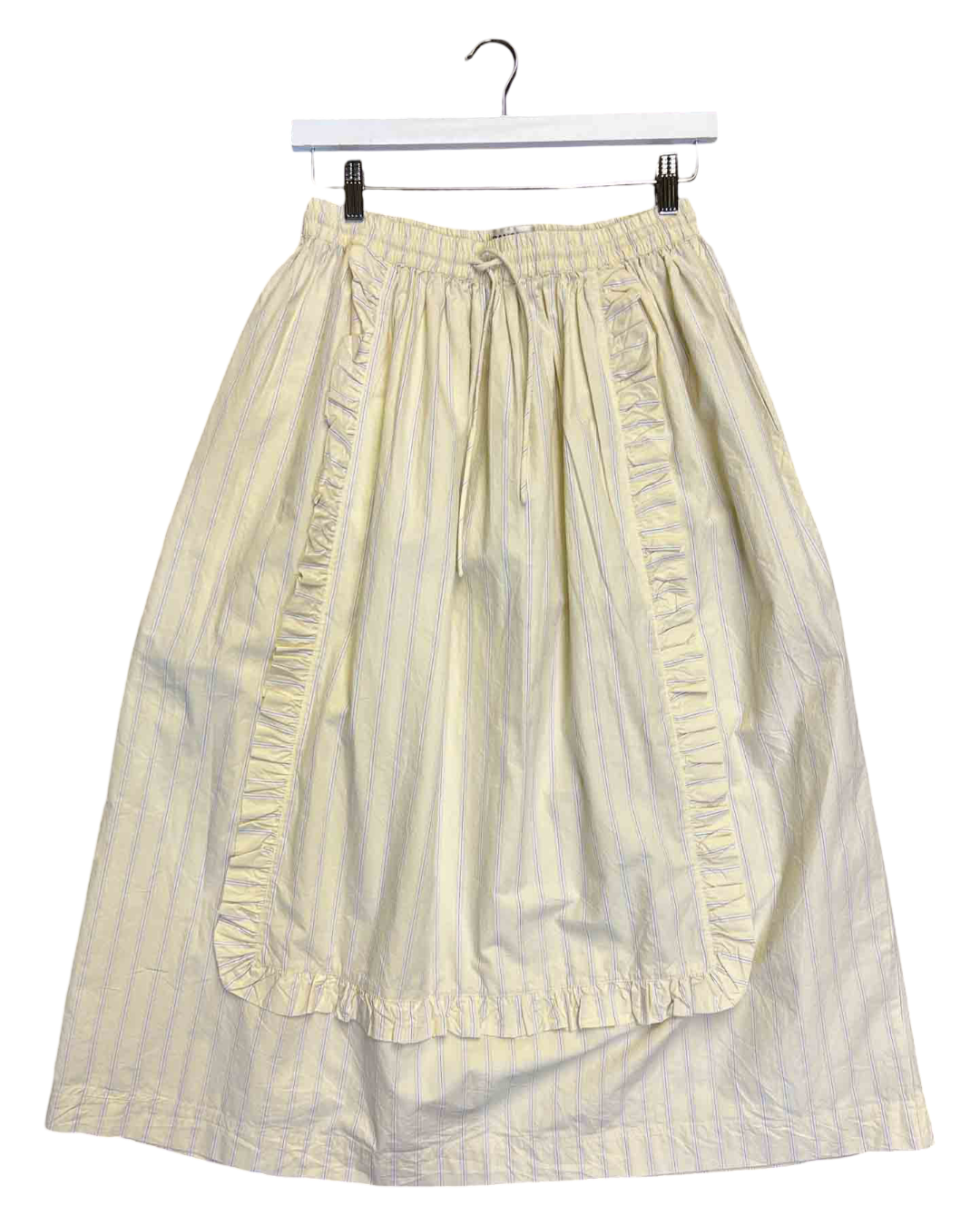 Size 10 (M) | Damson Madder Cotton Pinstripe Midi Skirt