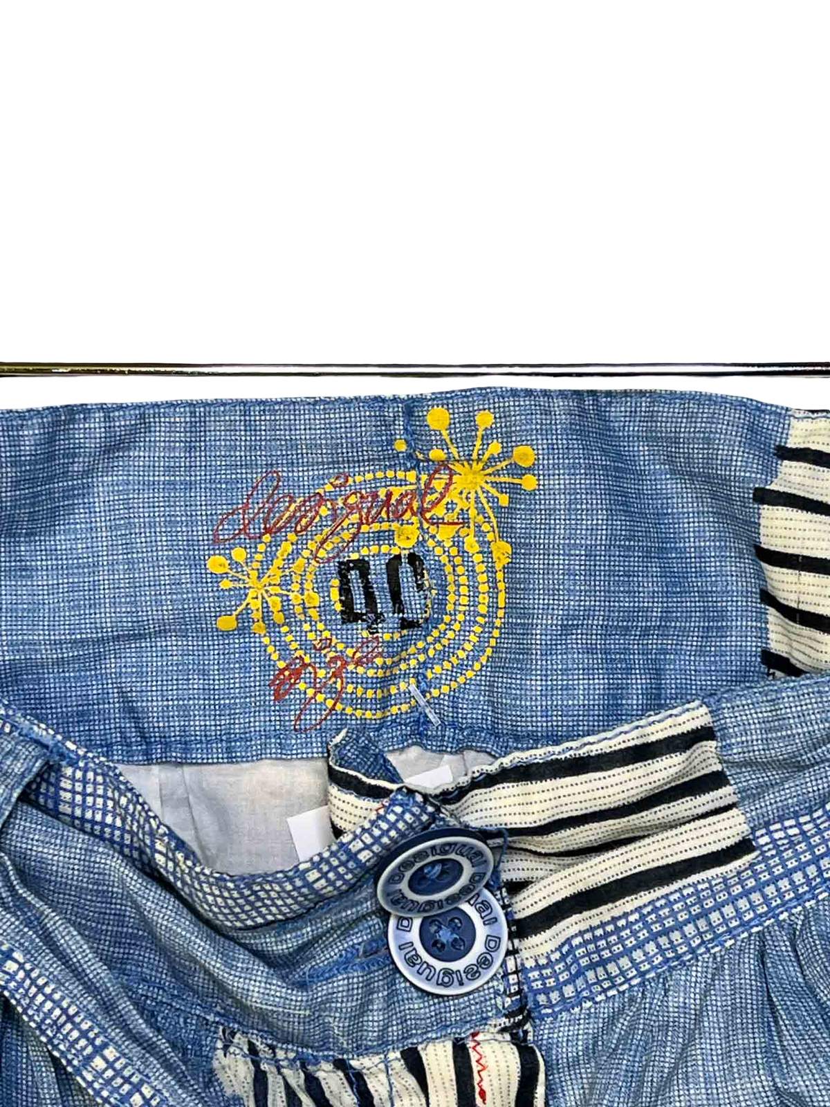 Size 40 (M) | Desigual Blue Floral Cotton Mini Skirt