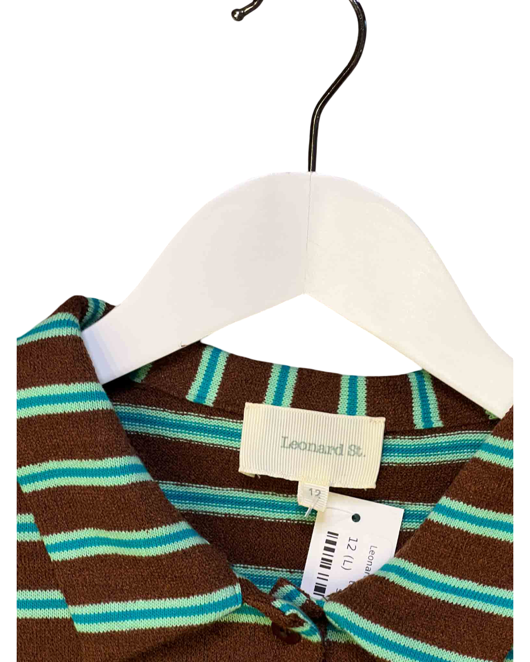 Size L | Leonard St Choc Mint Striped Towelling Polo