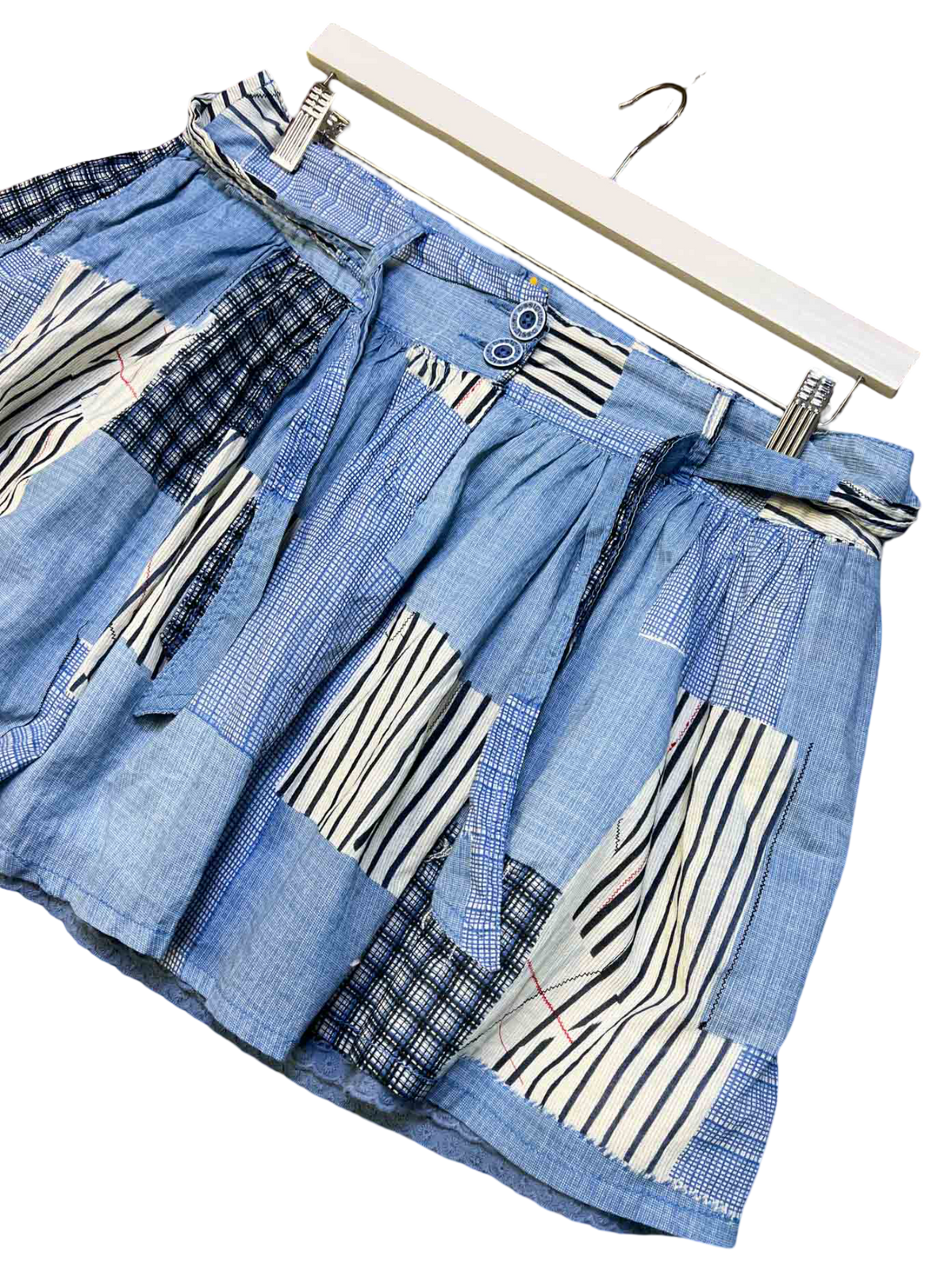 Size 40 (M) | Desigual Blue Floral Cotton Mini Skirt