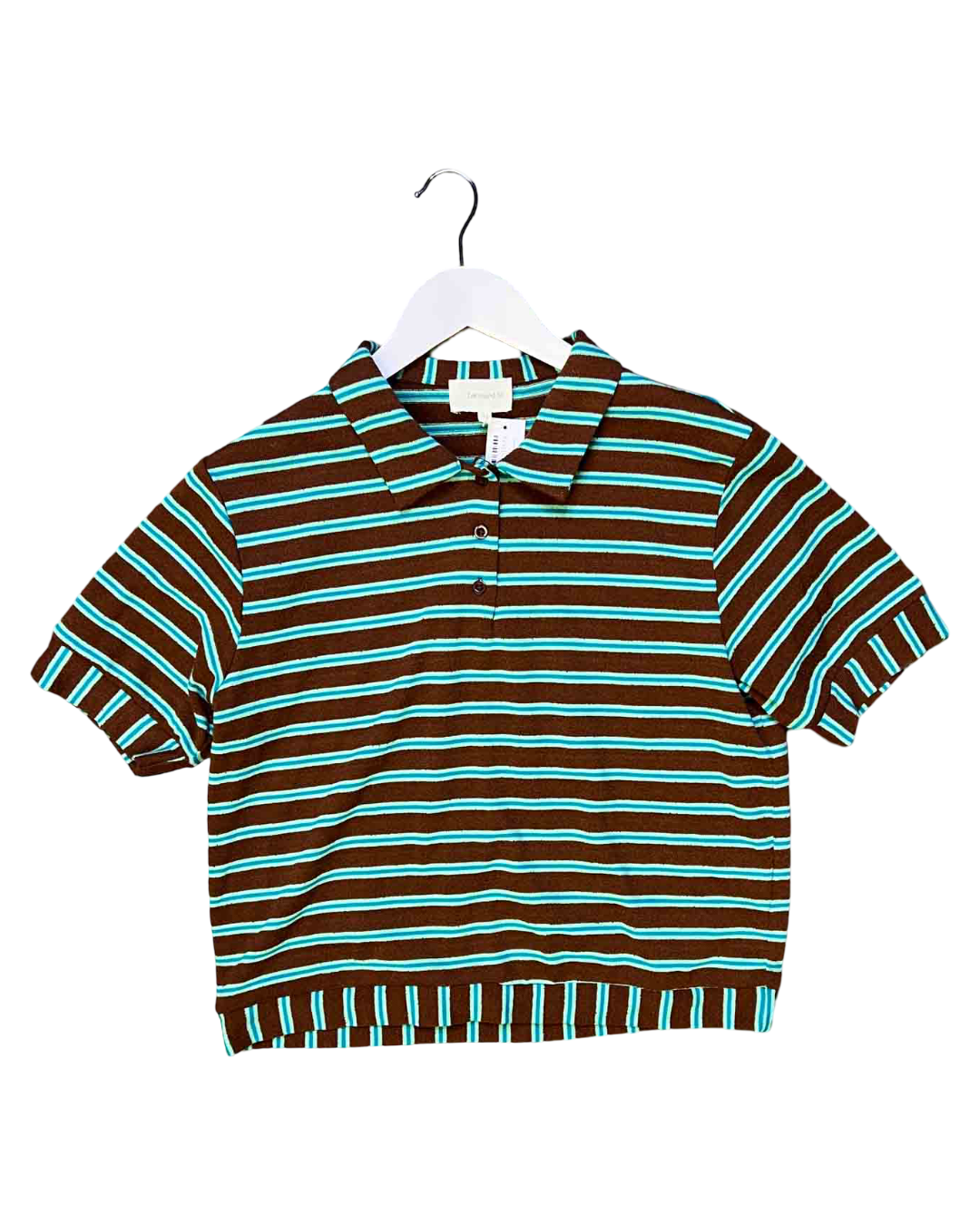 Size L | Leonard St Choc Mint Striped Towelling Polo