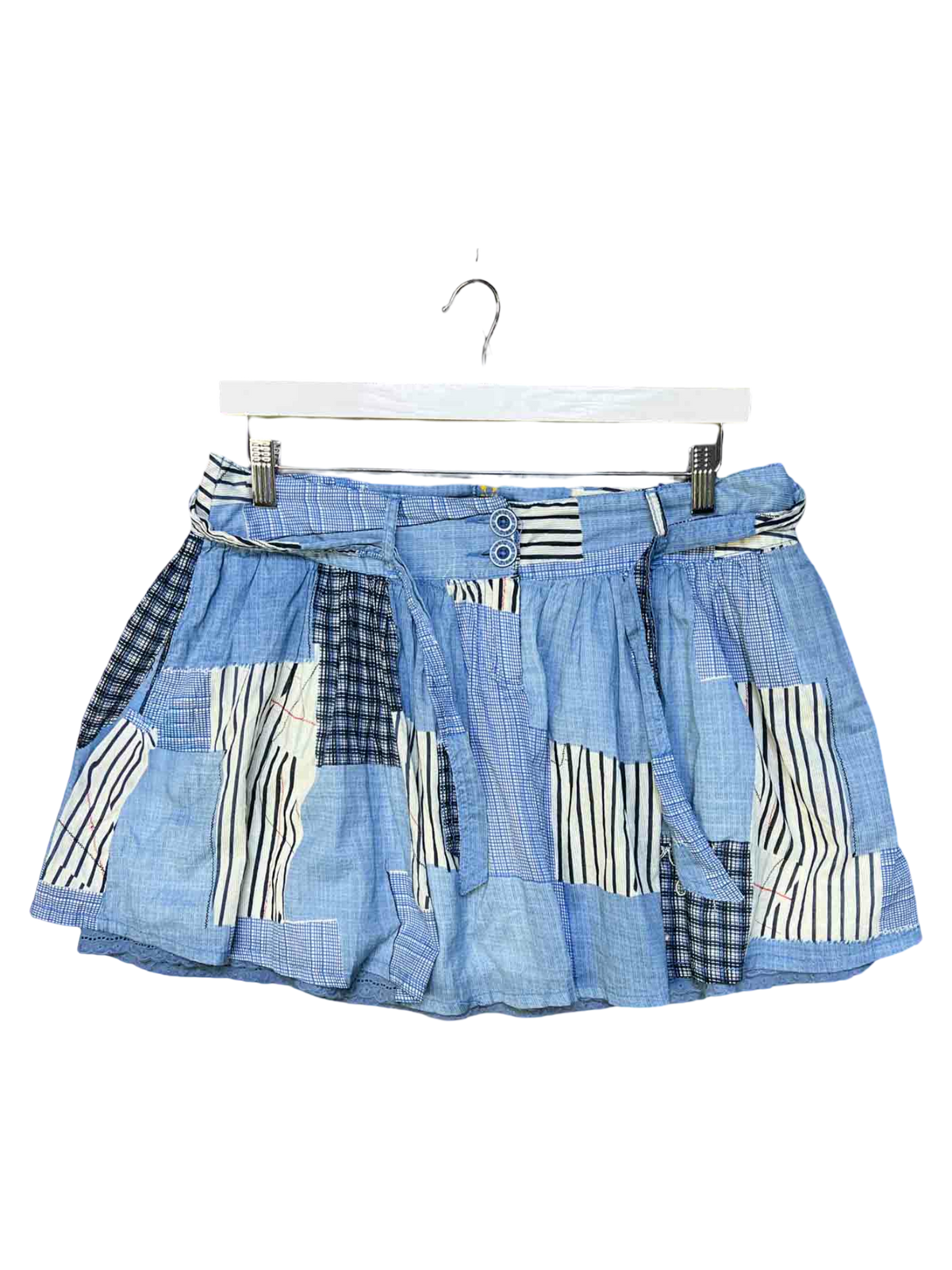 Size 40 (M) | Desigual Blue Floral Cotton Mini Skirt