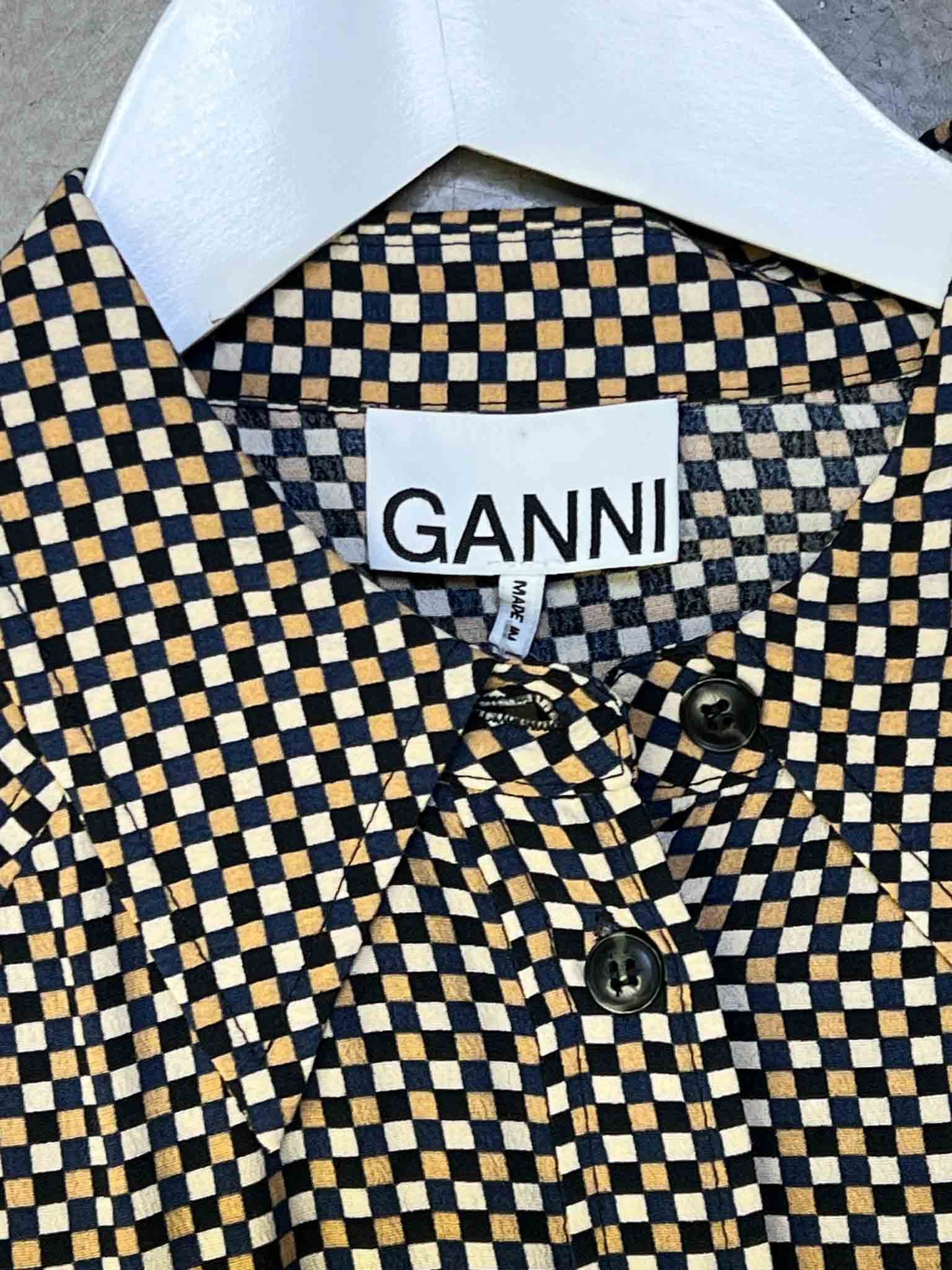 Size 36 (S) | Ganni Check Shirt Midi Dress