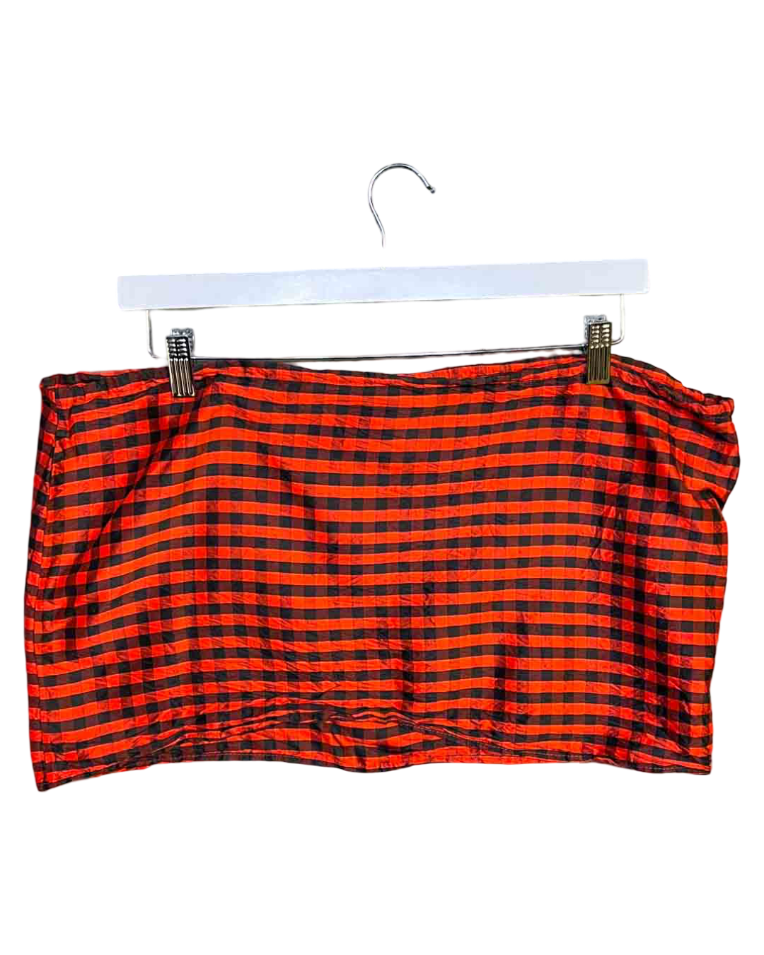 Size L | COA NYC Red Check Silk Mini Skirt
