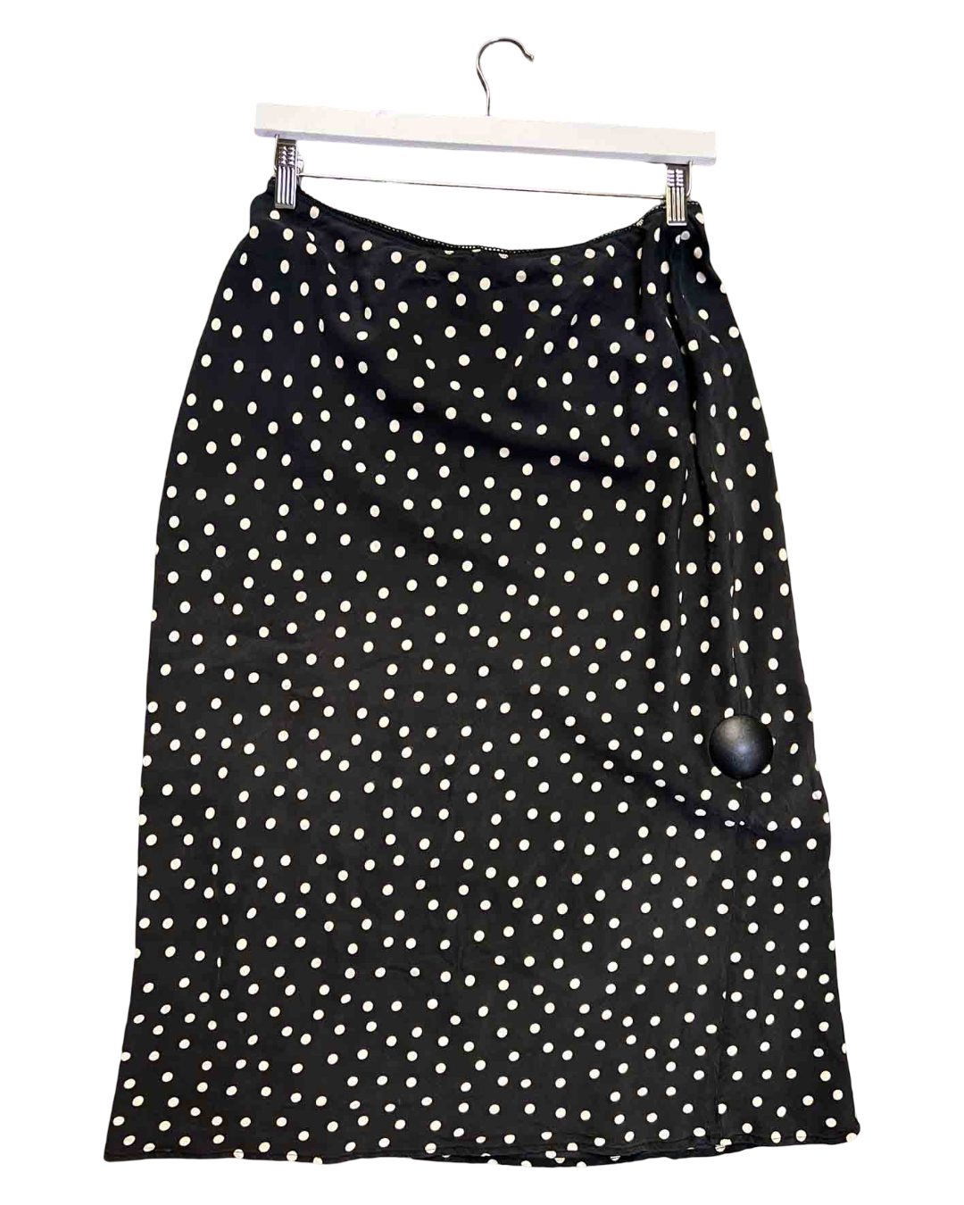 Size L | Rixo Silk Polka Midi Skirt