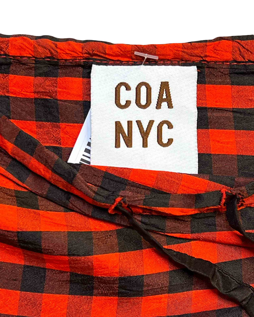 Size L | COA NYC Red Check Silk Mini Skirt