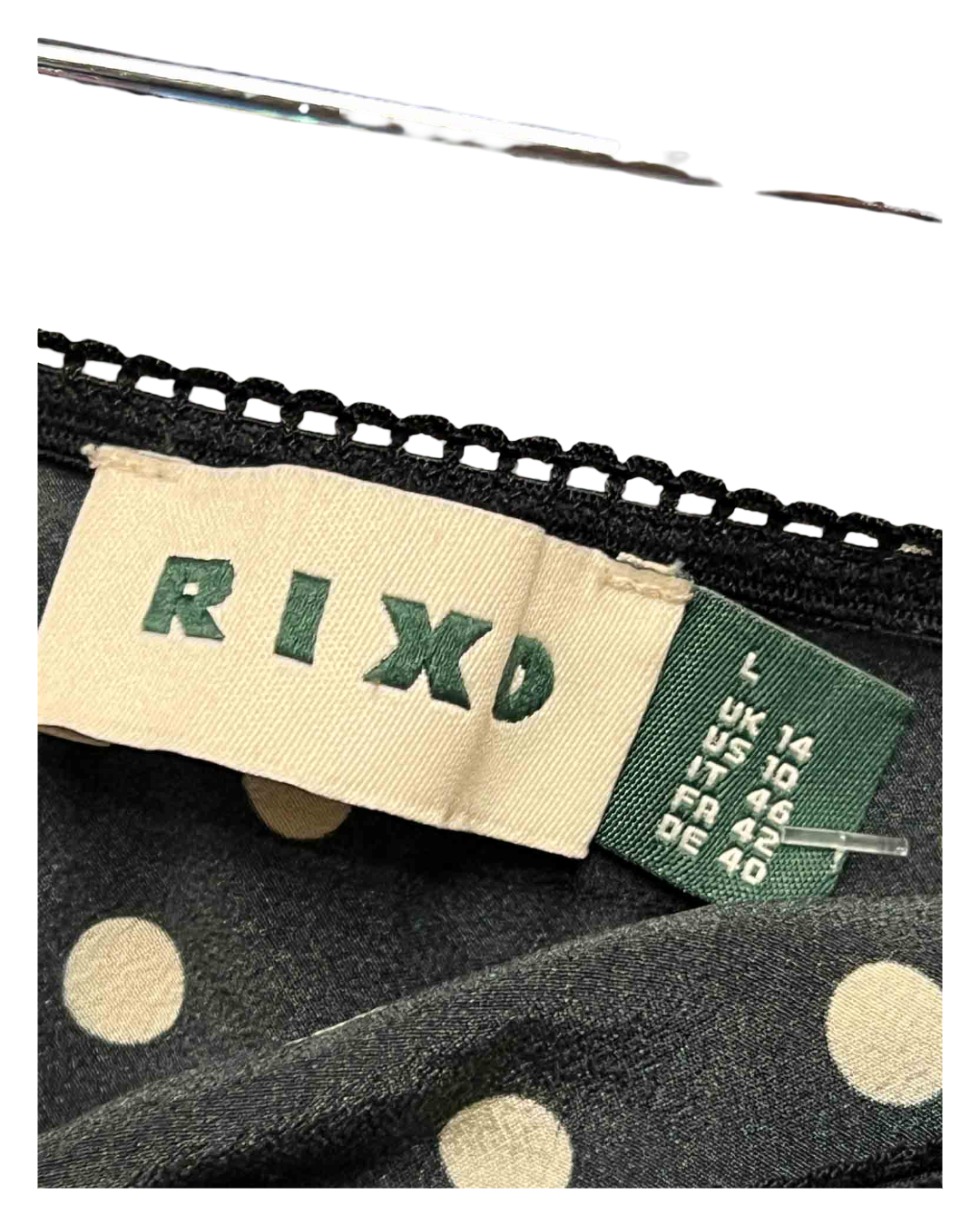 Size L | Rixo Silk Polka Midi Skirt