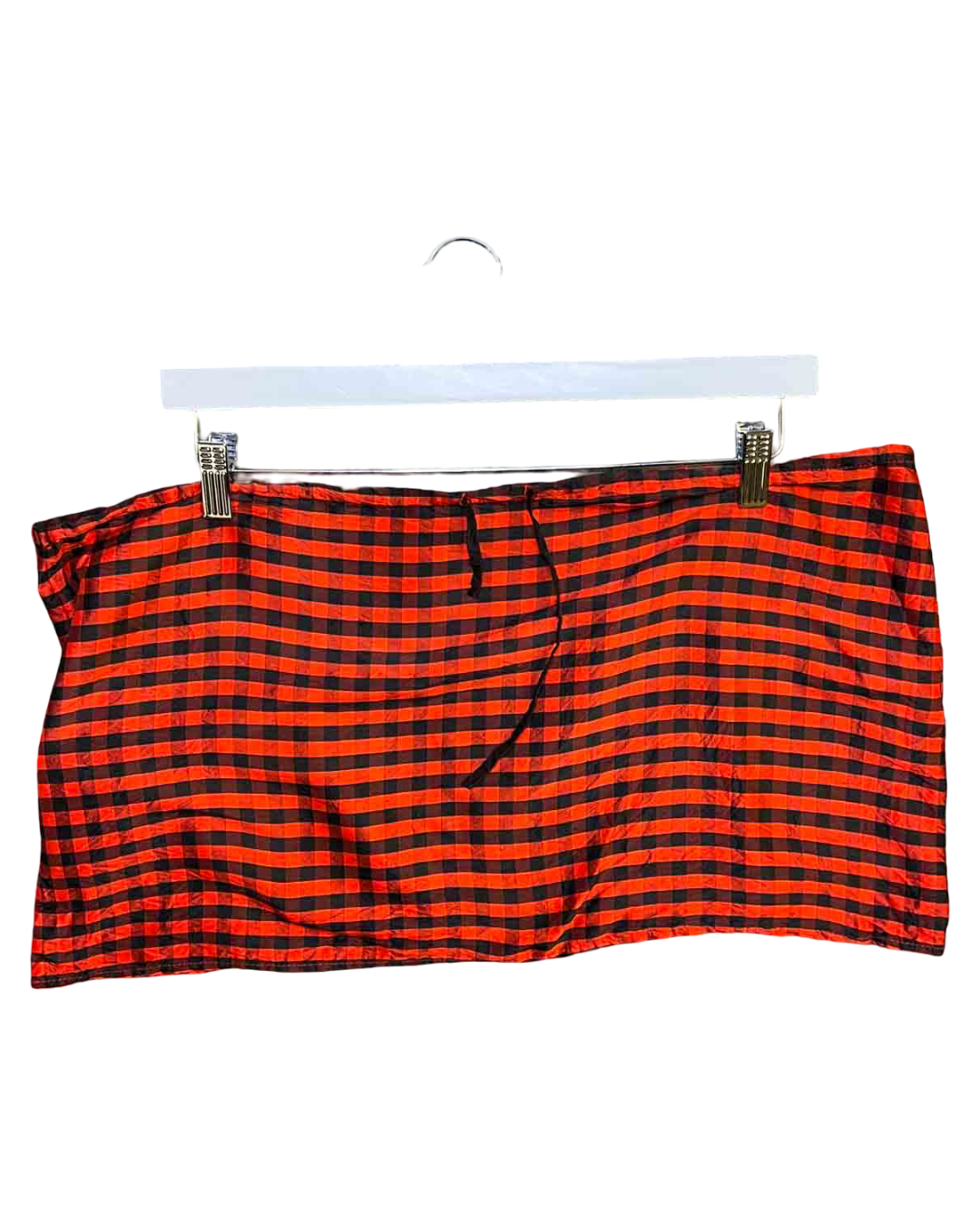 Size L | COA NYC Red Check Silk Mini Skirt
