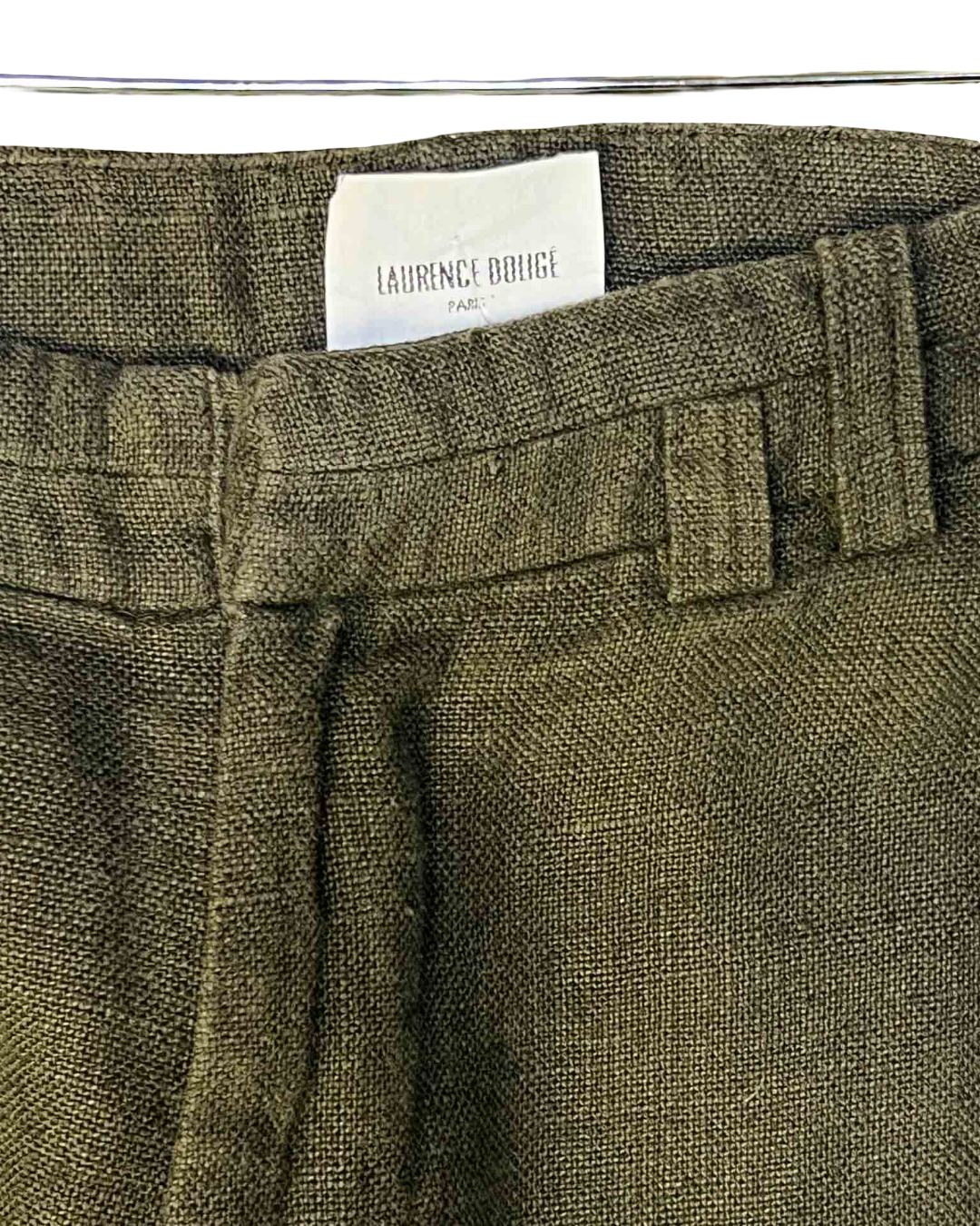Size M | Laurence Doligé Olive Raw Linen Pants