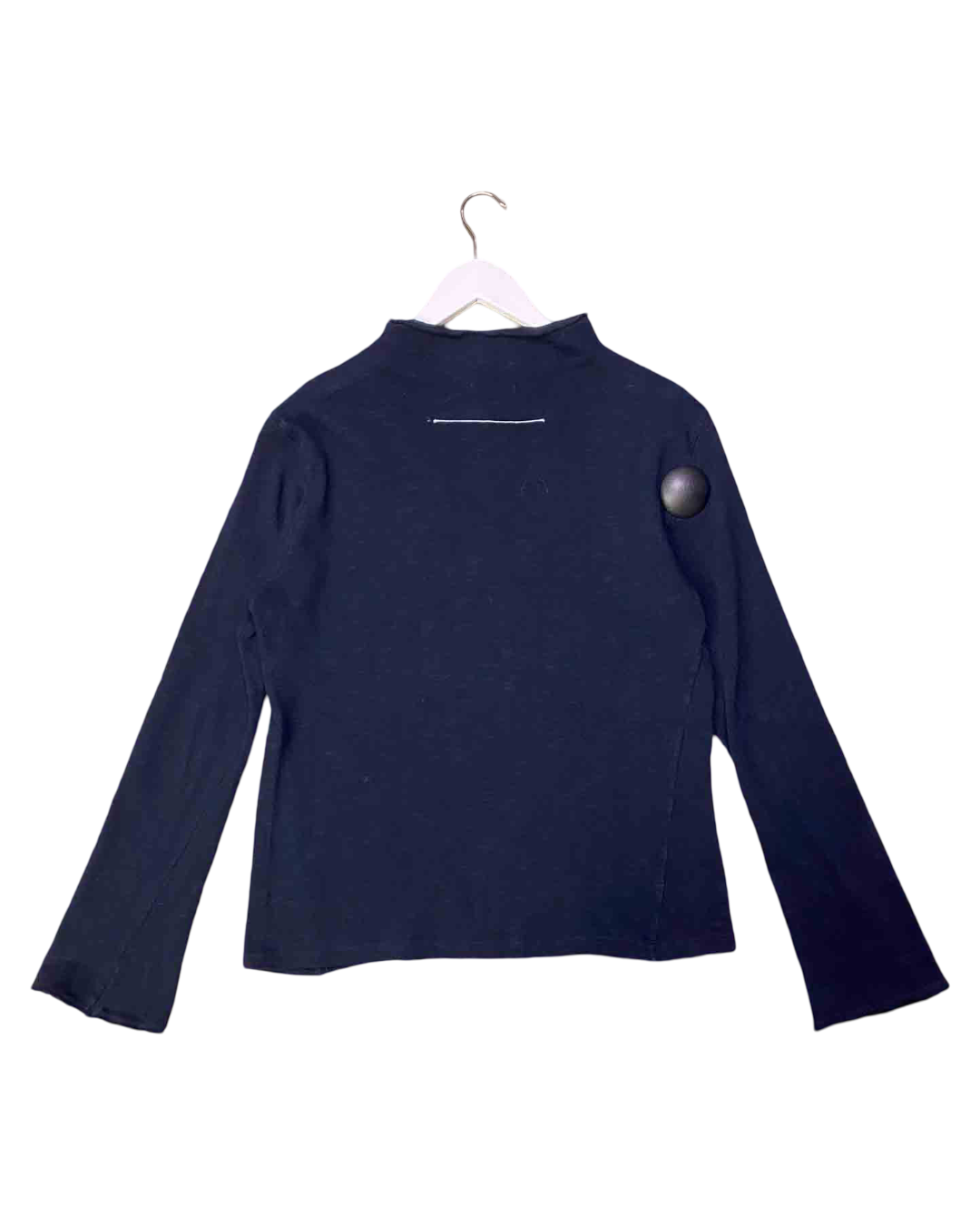 Size L |  Bassike Navy Mock Neck Knit Top