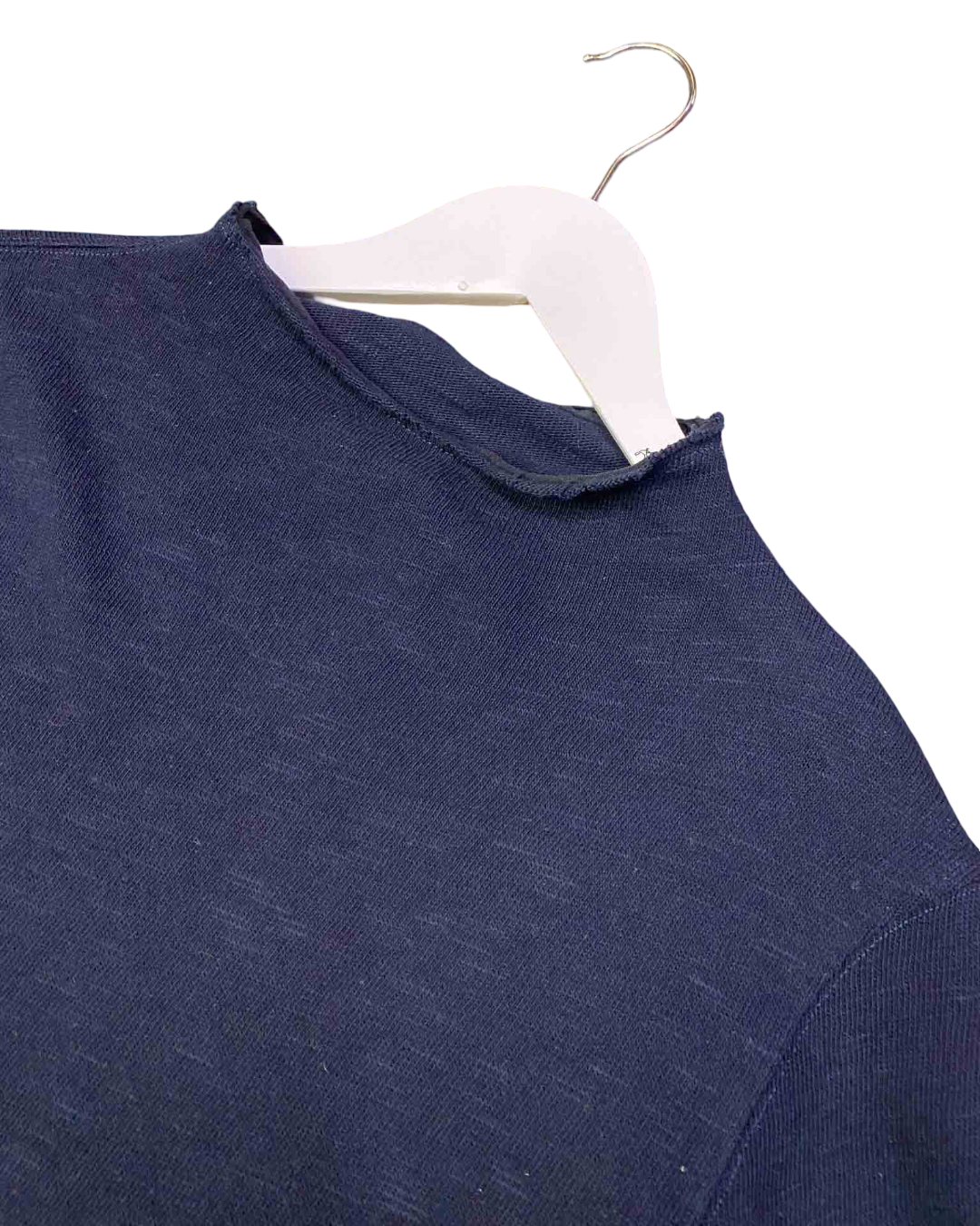 Size L |  Bassike Navy Mock Neck Knit Top