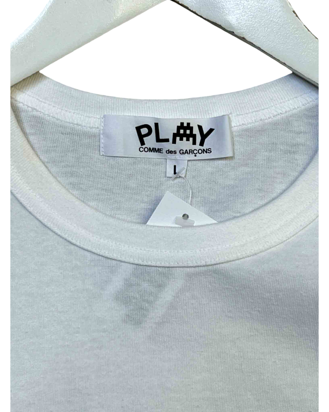 Size L | CDG Play x Invader White Cotton Long-Sleeve Top