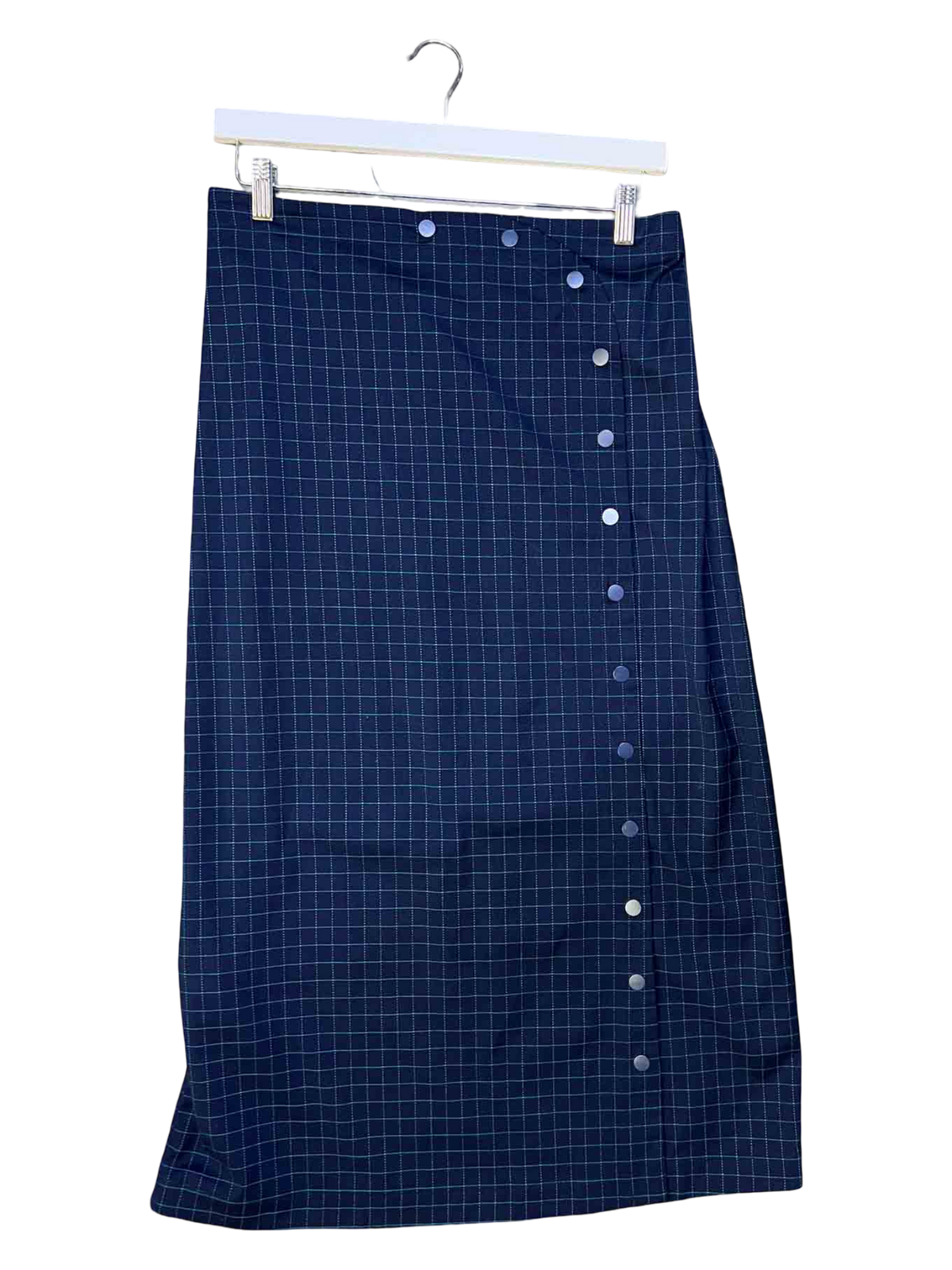 Size S | Alpha60 Navy Check A-line Maxi Skirt