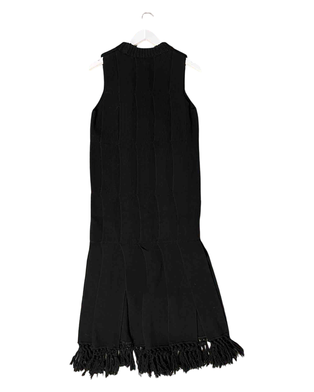 Size XS | COS Black Fringed Panelled Wool Midi Dress
