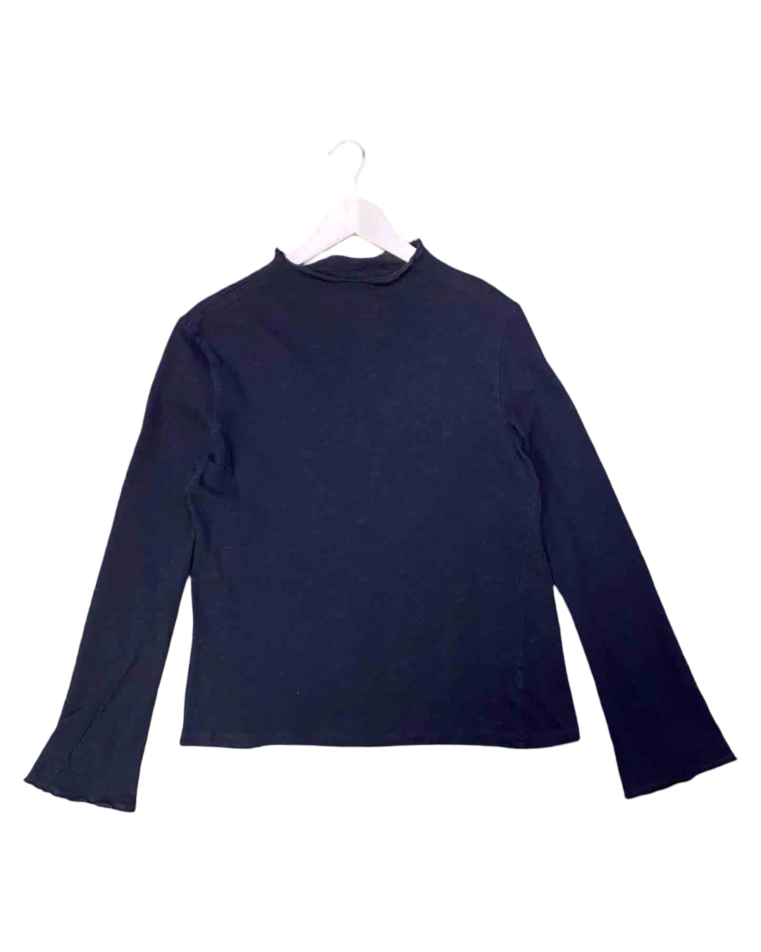 Size L |  Bassike Navy Mock Neck Knit Top