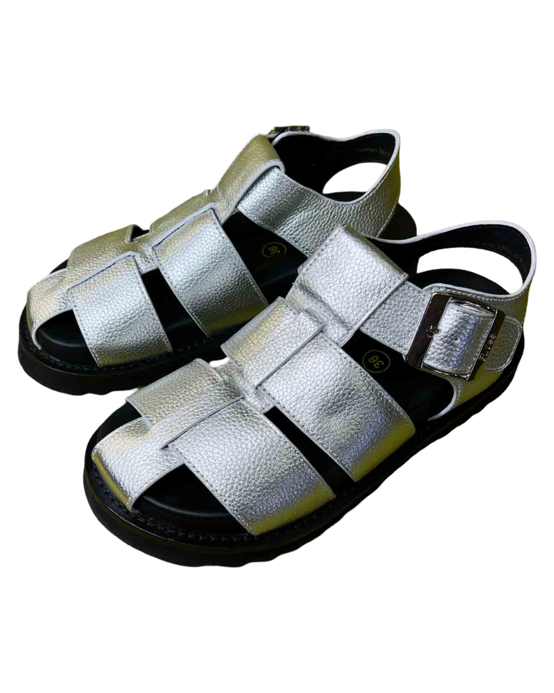 Size 36 | Radical Yes Silver Leather Arkestra 2.0 Fisherman Sandal