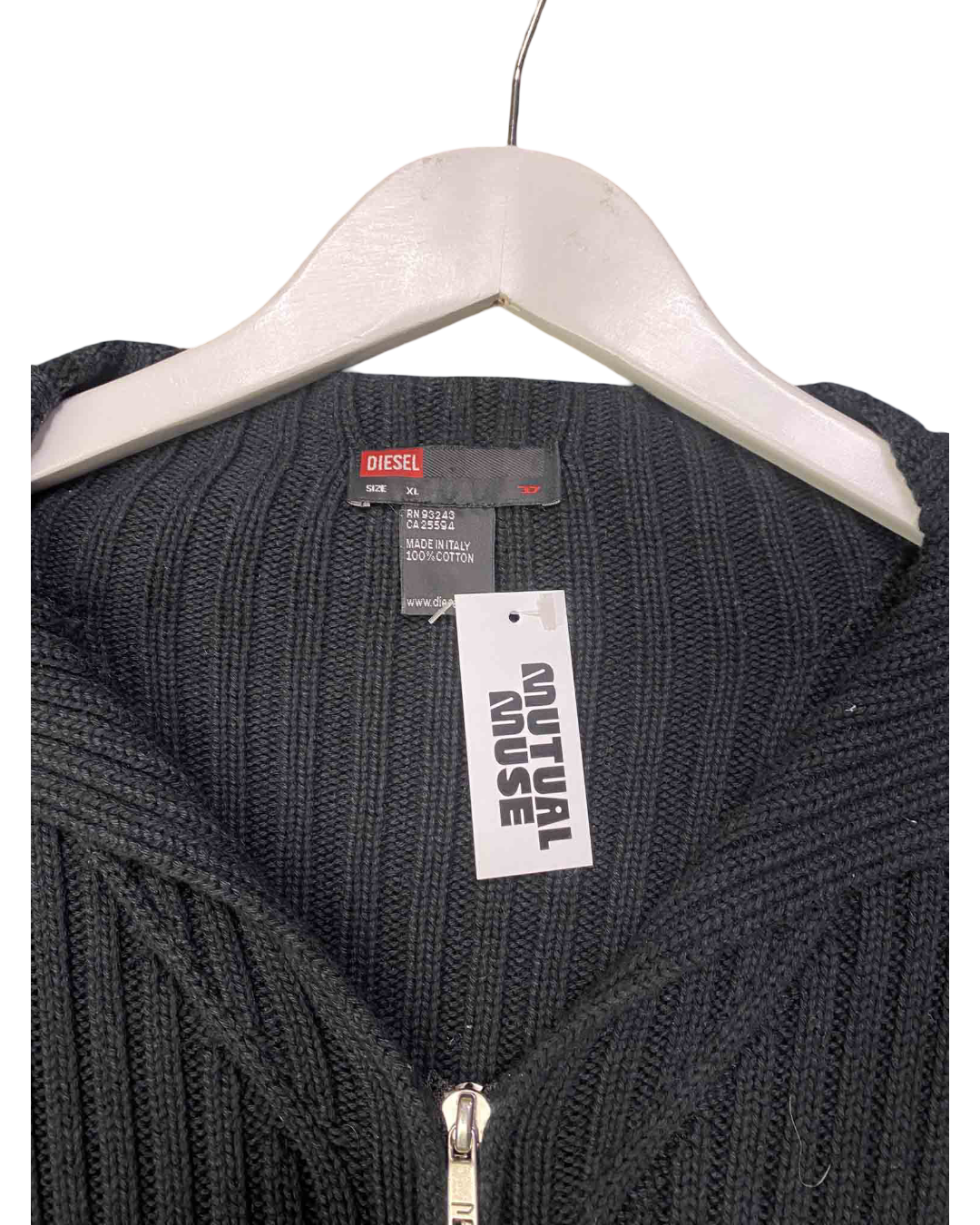 Size XL | Diesel Black Ribbed Knit Jumper