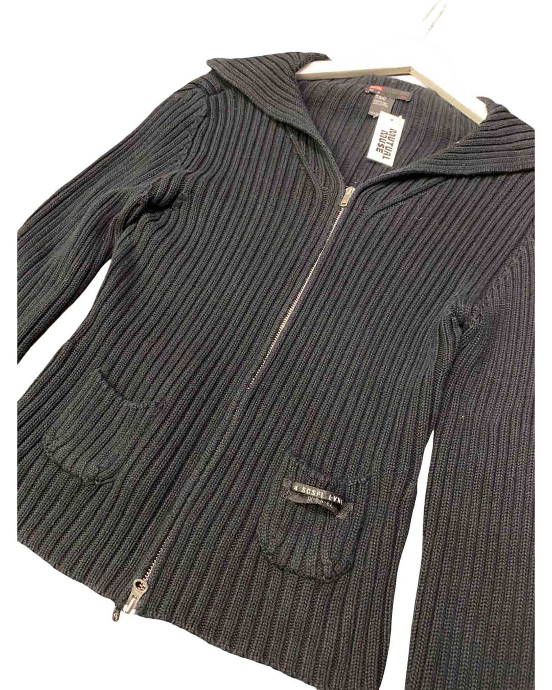 Size XL | Diesel Black Ribbed Knit Jumper