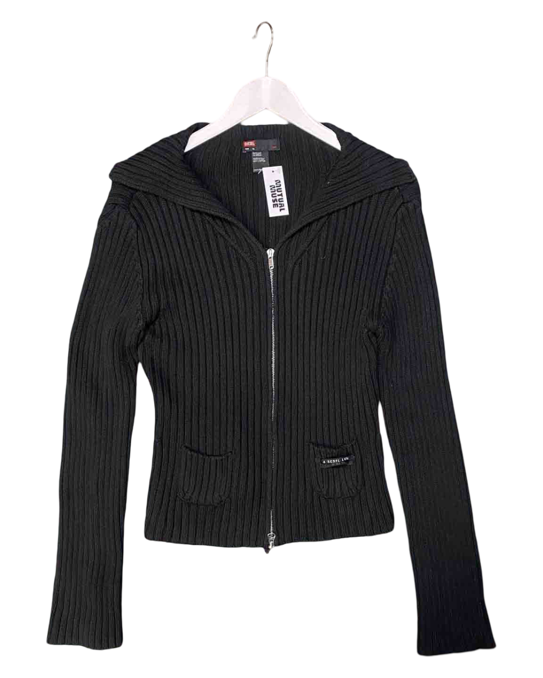 Size XL | Diesel Black Ribbed Knit Jumper