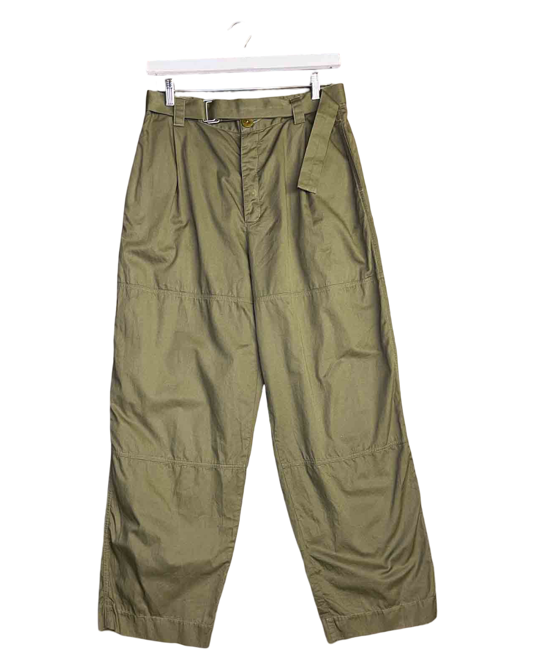 Size L | Kowtow Green Organic Cotton Belted Barrel Pants