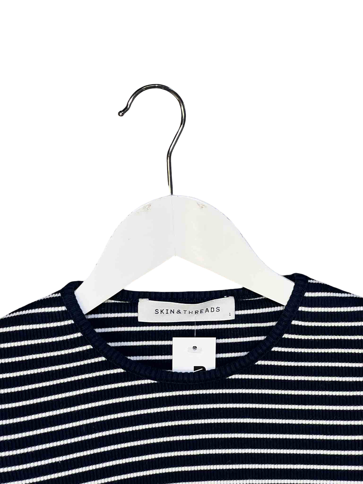 Size 1 (S) | Skin + Threads Navy/White Cotton Striped Top
