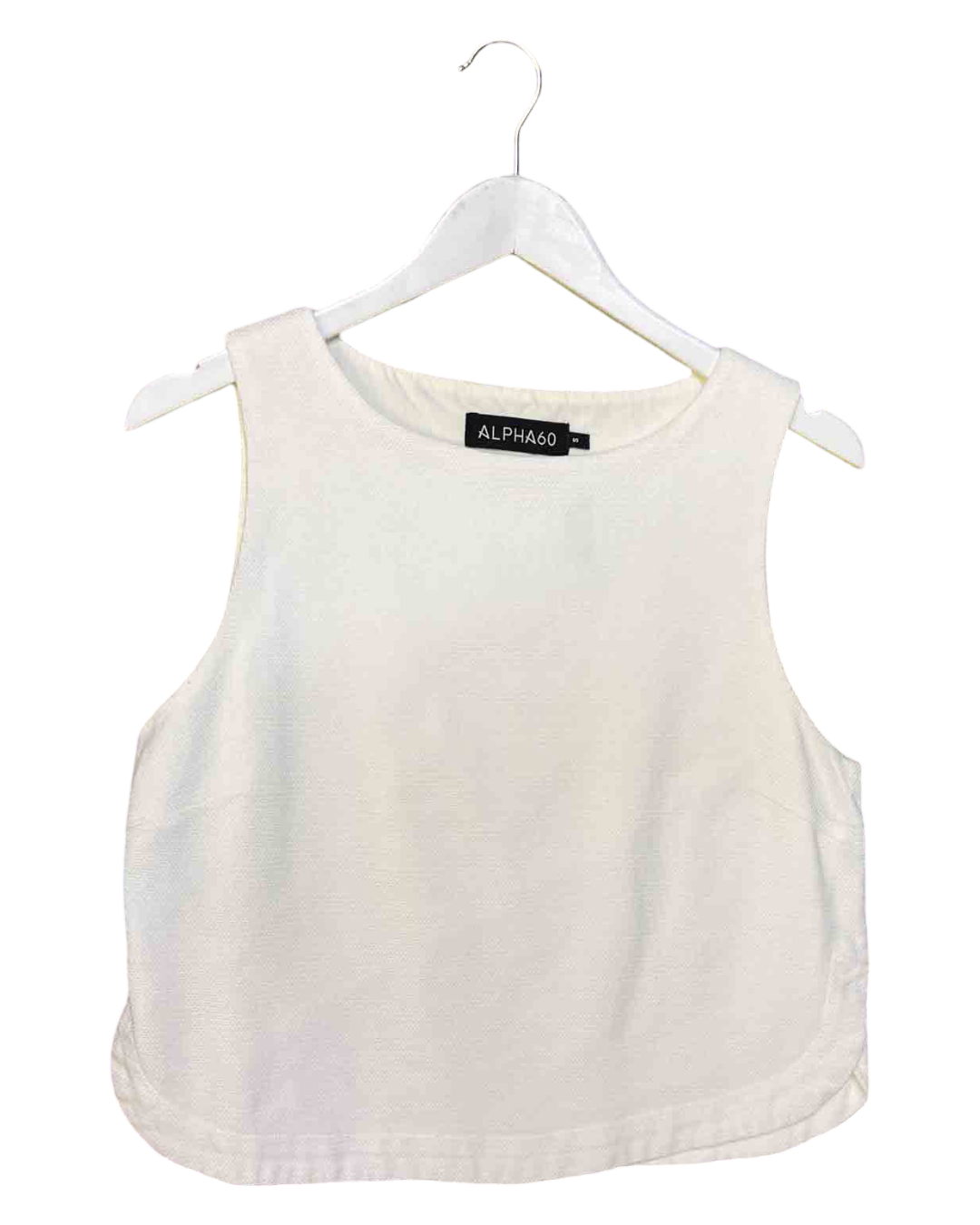 Size S | Alpha60 White Cotton Textured Tank Top