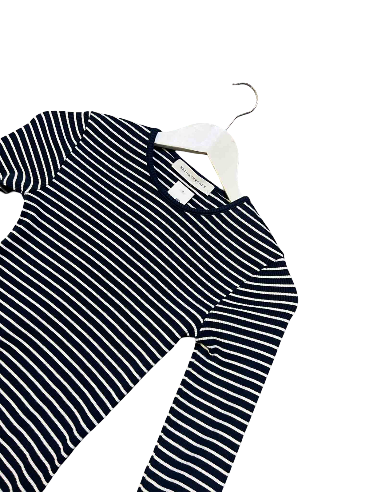 Size 1 (S) | Skin + Threads Navy/White Cotton Striped Top