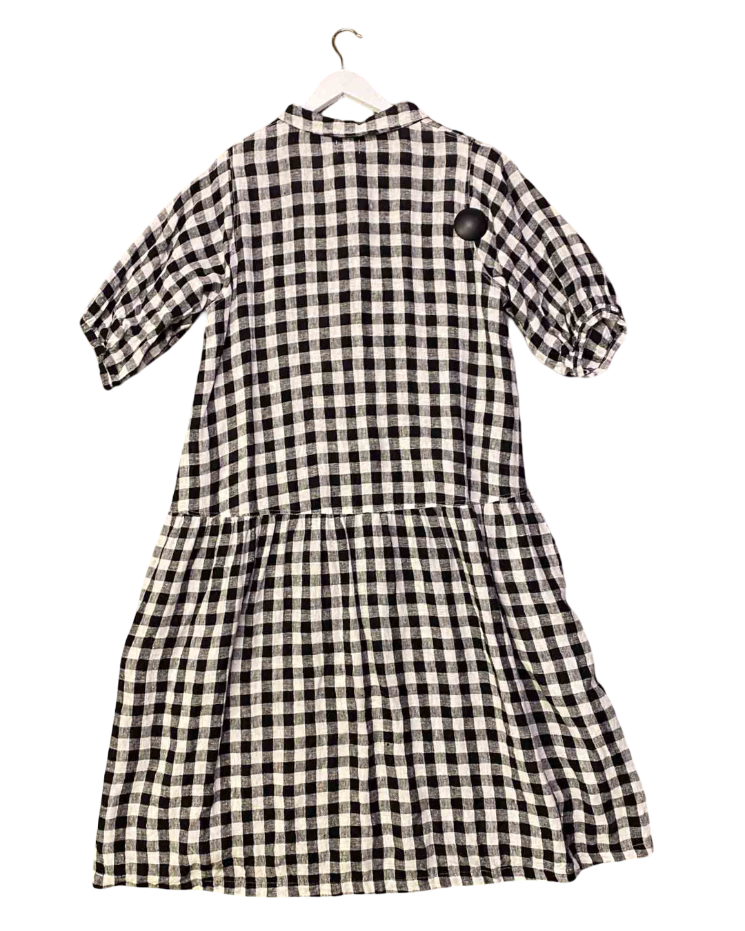 Size M/L | Orpheus Black and White Gingham Linen Dress