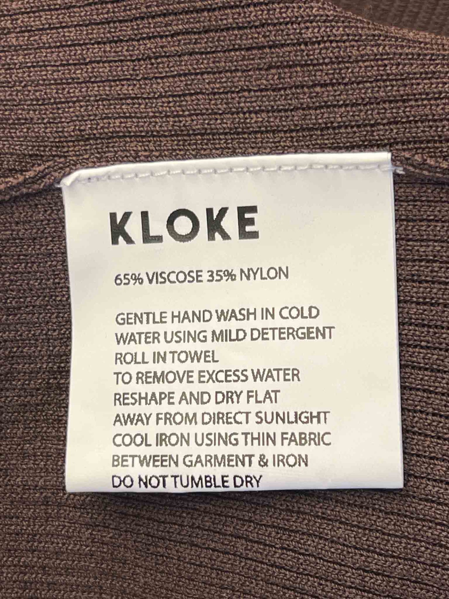 Size M | Kloke Brown Ribbed Long-Sleeve Top