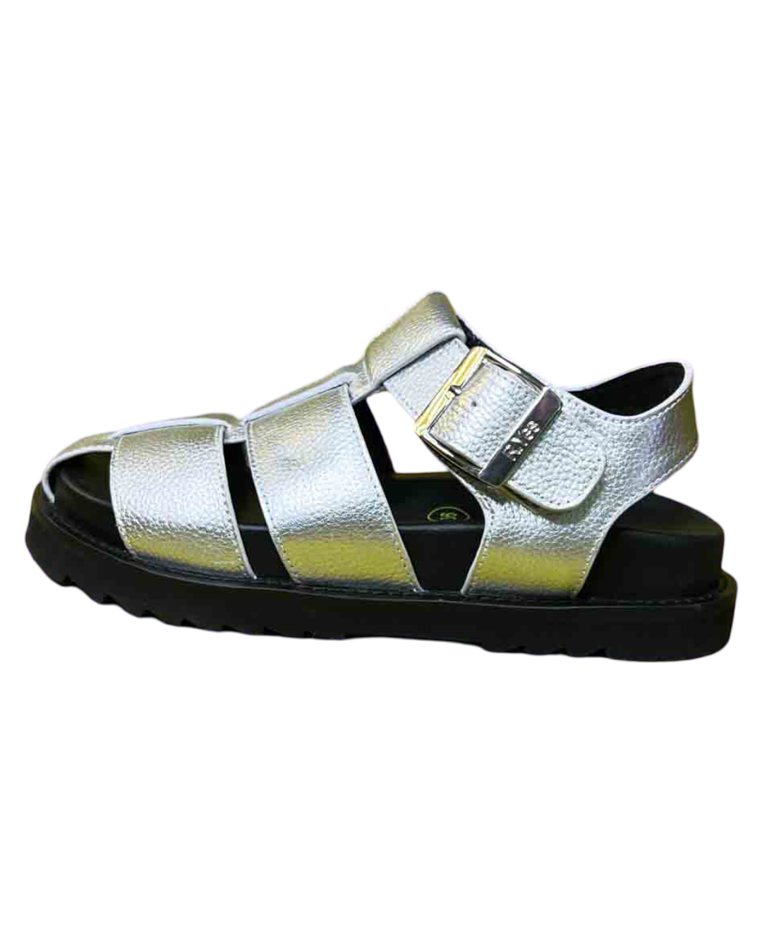 Size 36 | Radical Yes Silver Leather Arkestra 2.0 Fisherman Sandal