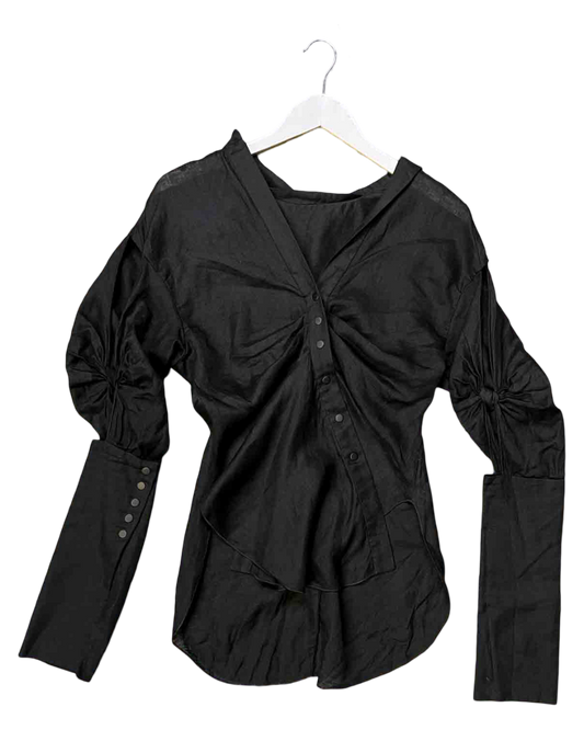 Size 10 | KitX Black Organic Linen Shirt