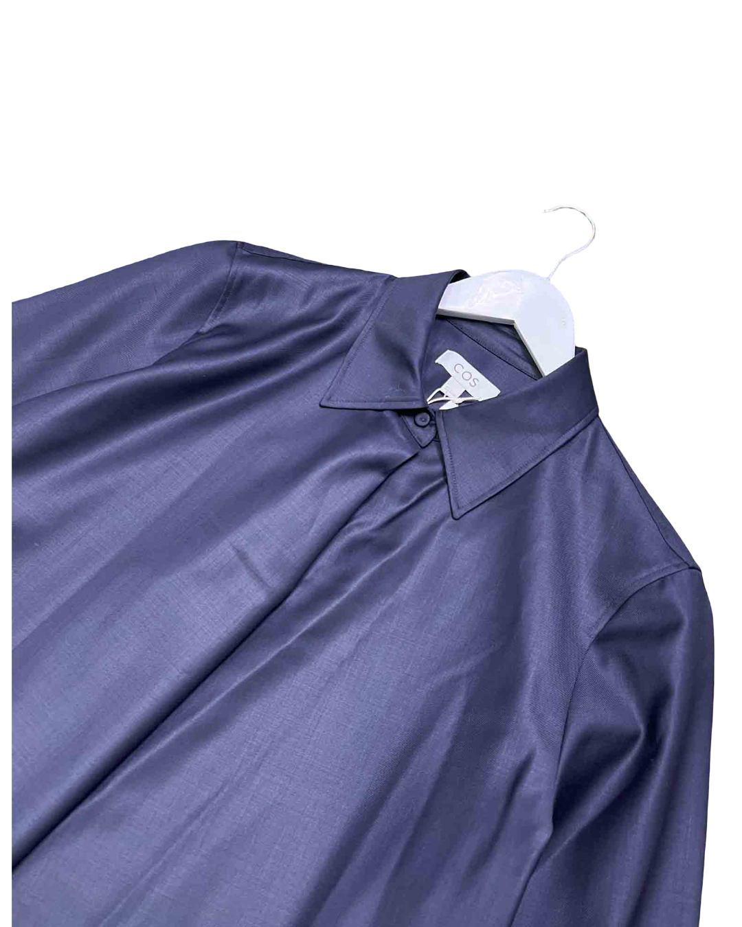 Size XXL | COS Navy Wool Deconstructed Midi Shirt Dress