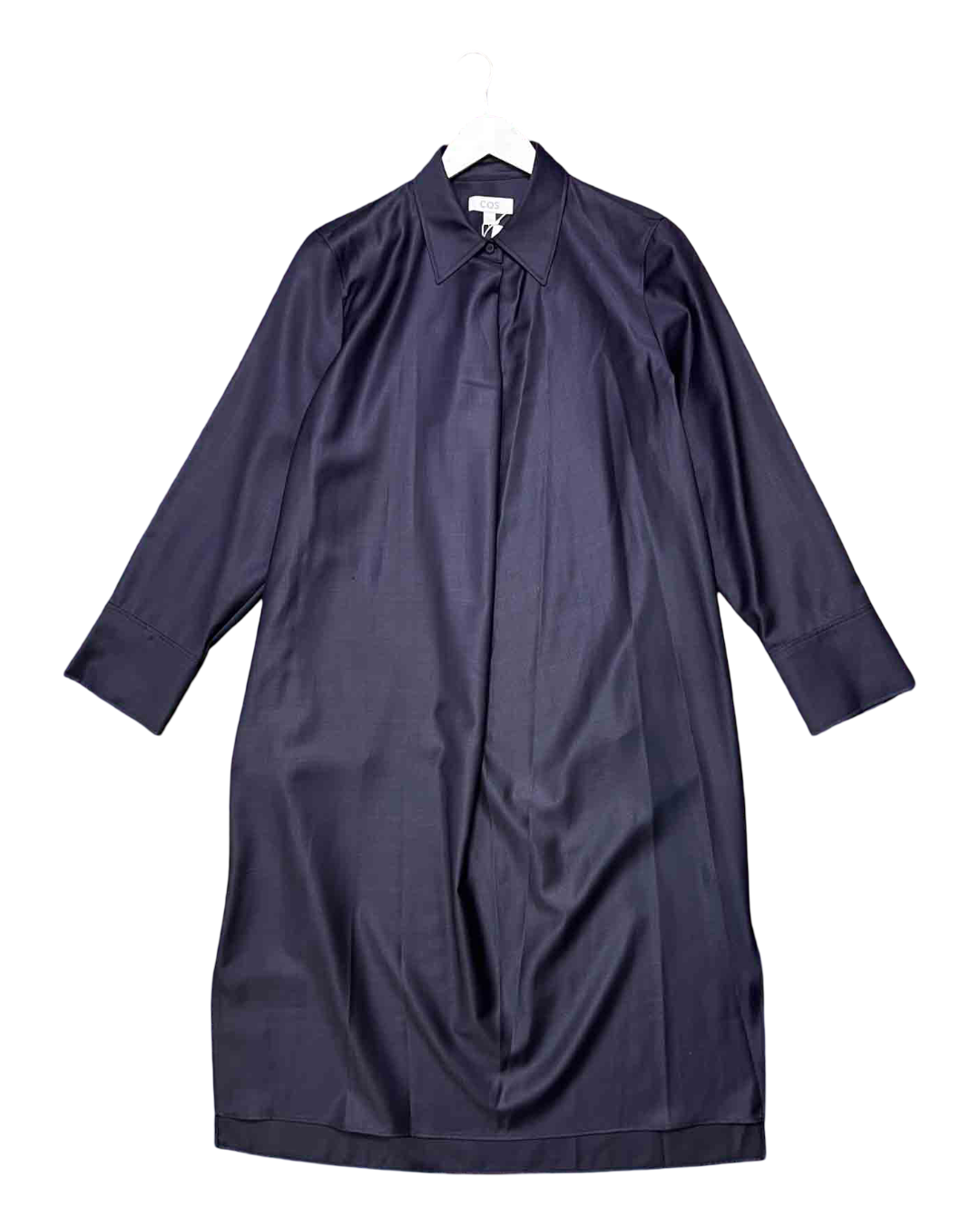 Size XXL | COS Navy Wool Deconstructed Midi Shirt Dress