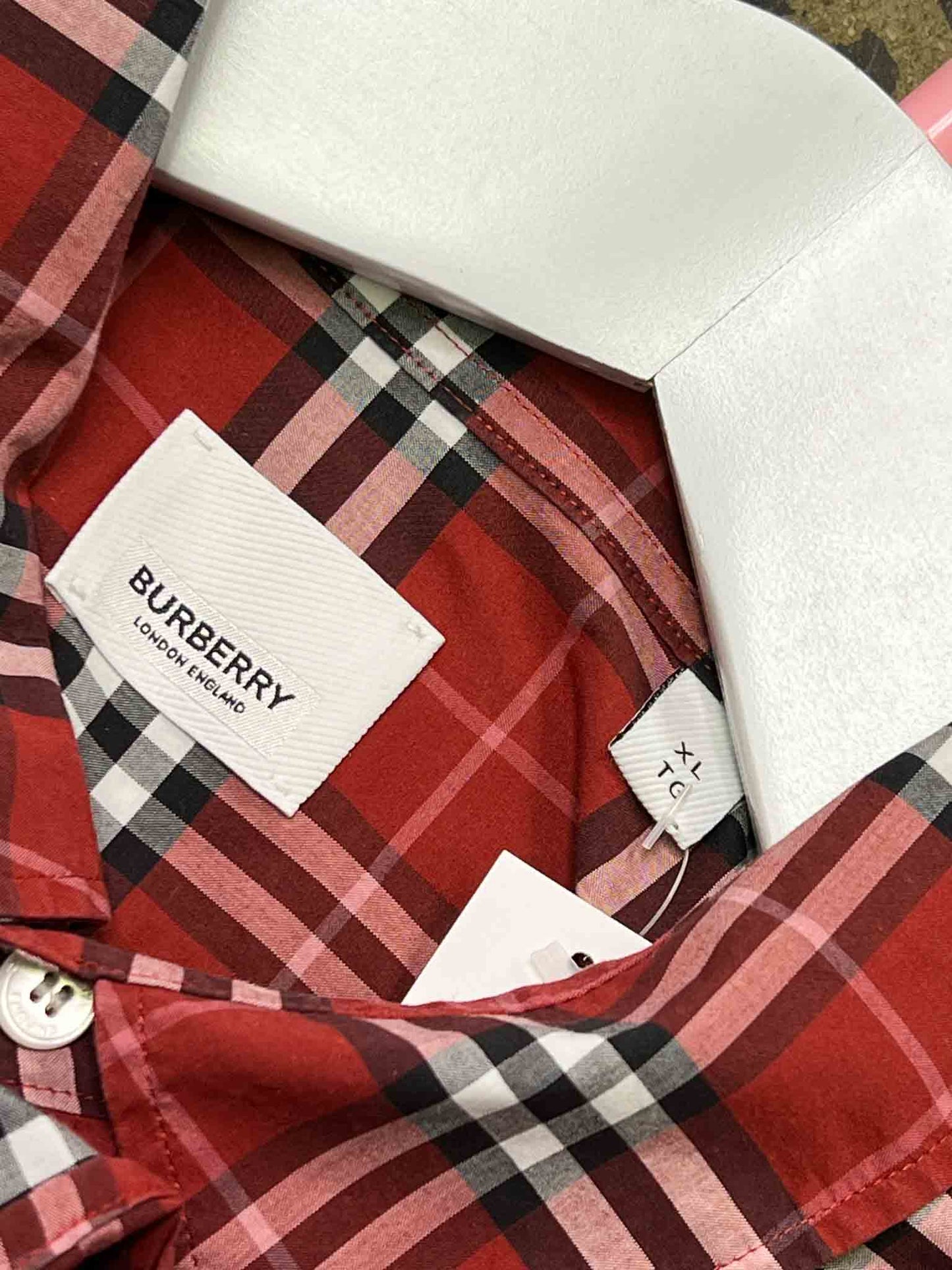 Size XL | Burberry Check Stretch Cotton Poplin Shirt