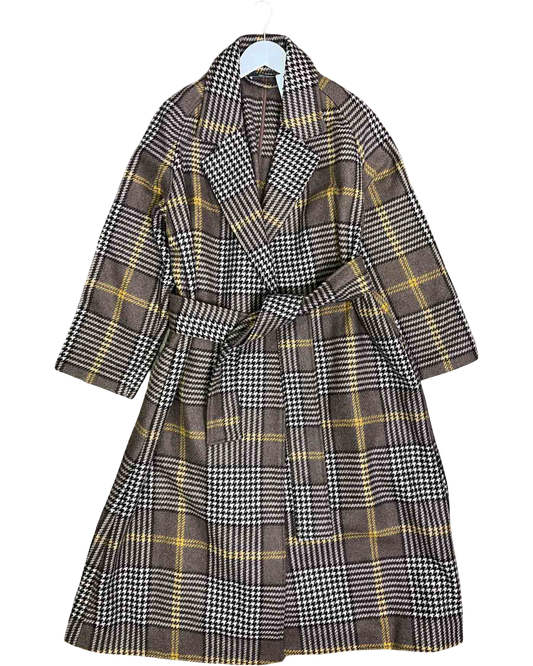Size 10 | Jac + Jack Wool Plaid Open Trench Coat