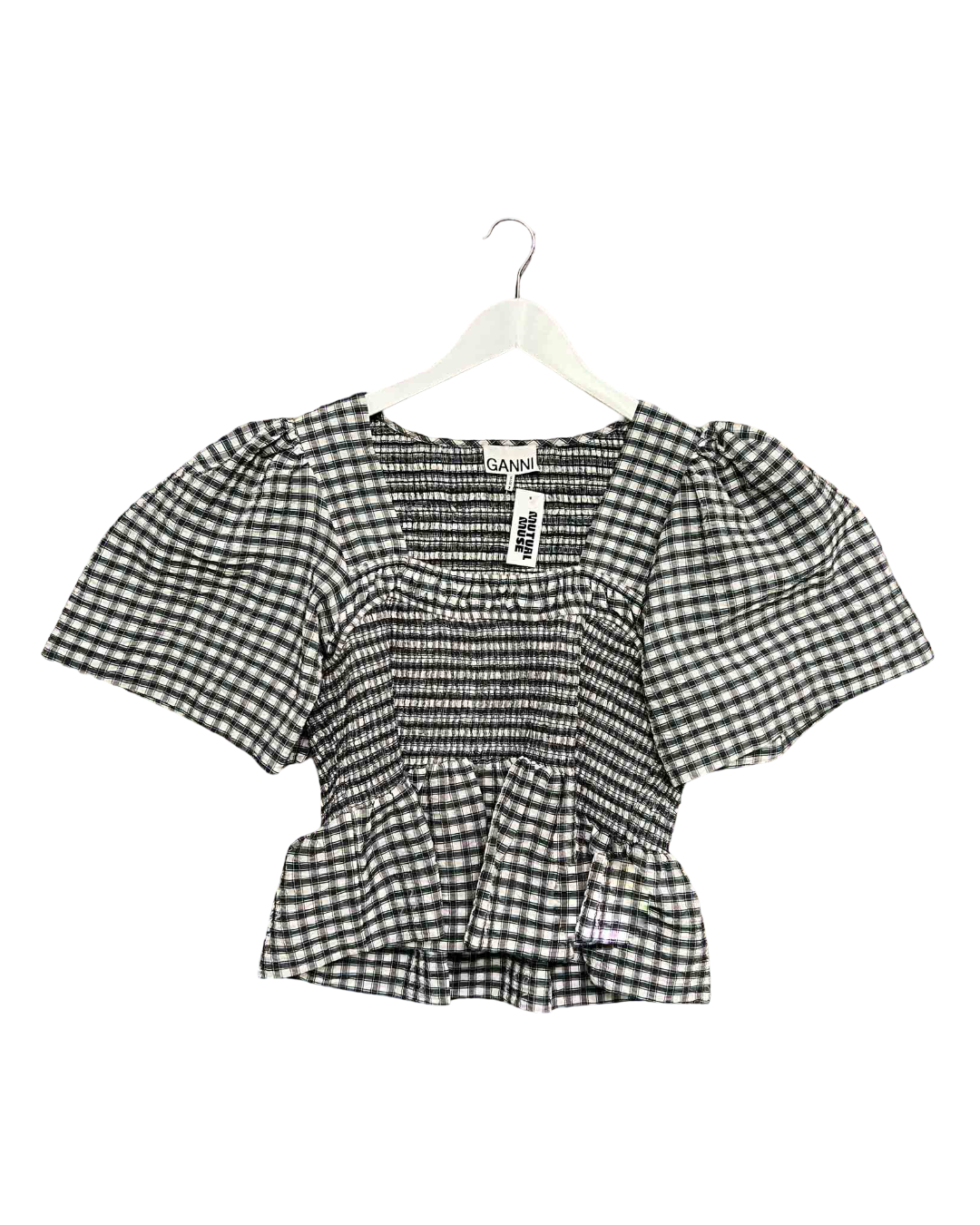 Size 44 (16) | Ganni Seersucker Peplum Top