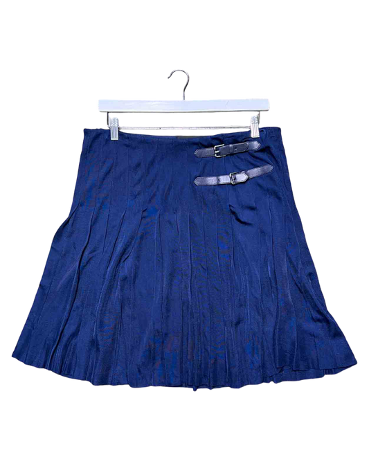 Size L | Ralph Lauren Navy Pleated Mini Skirt