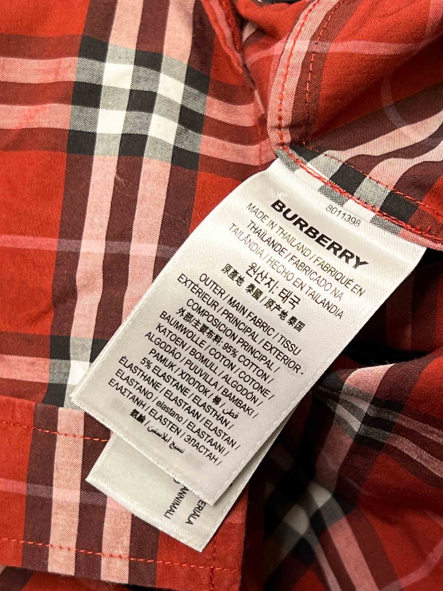 Size XL | Burberry Check Stretch Cotton Poplin Shirt