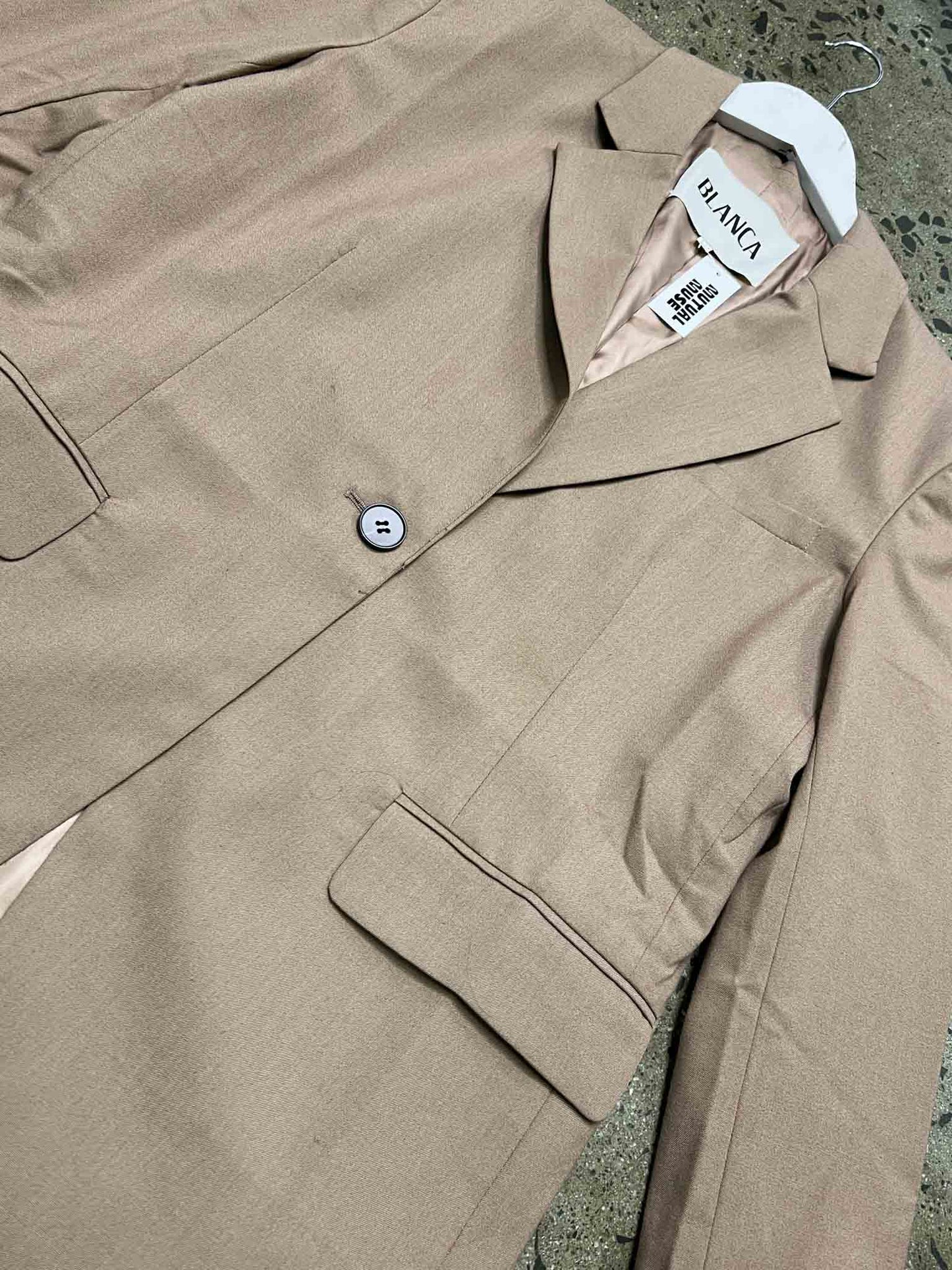 Size S/M | BLANCA Beige Oversized Wool Blend Blazer