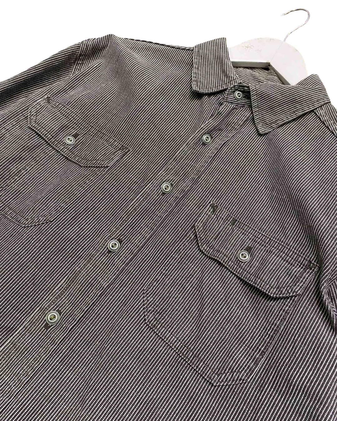 Size L | Tellason Charcoal Hickory Stripe Shirt