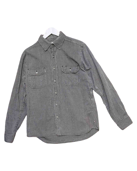 Size L | Tellason Charcoal Hickory Stripe Shirt