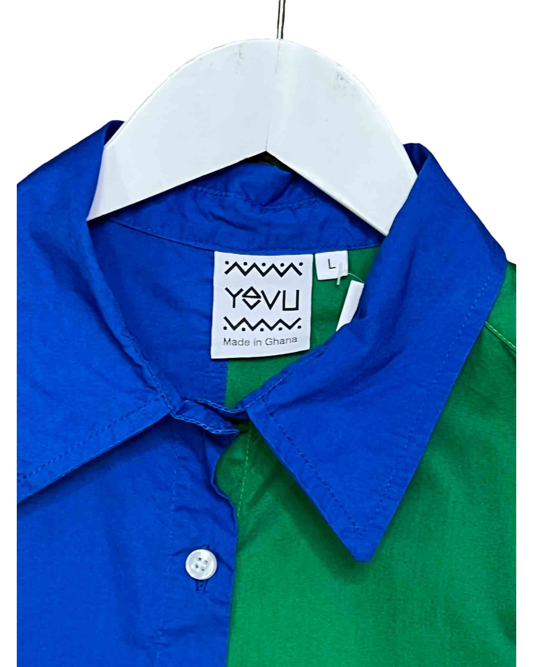 SIze L | Yevu Blue and Green Colourblock Shirt Dress