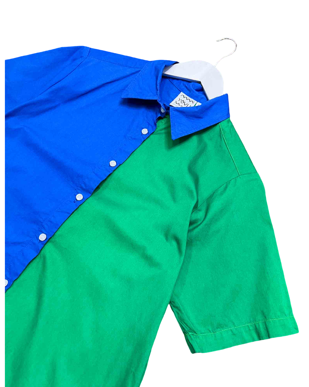 SIze L | Yevu Blue and Green Colourblock Shirt Dress