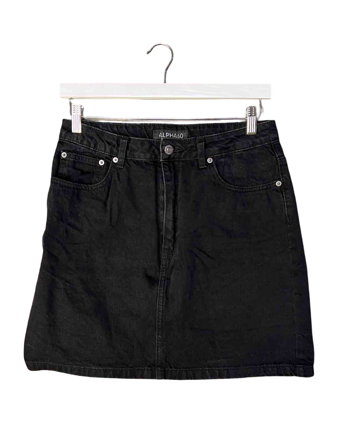 Size M | Alpha60 Black Denim Aline Skirt