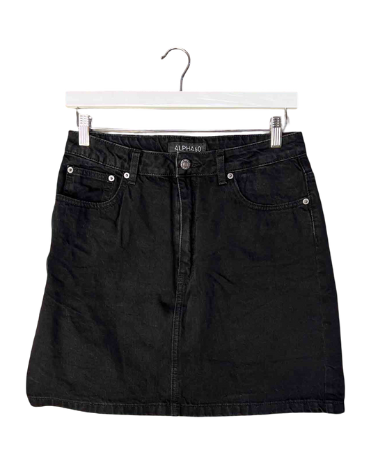 Size M | Alpha60 Black Denim Aline Skirt