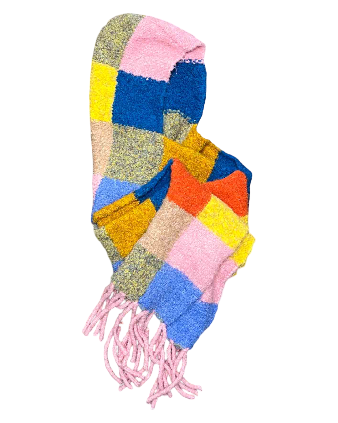 Arthur Colour Block Check Wool Blend Balaclava Scarf
