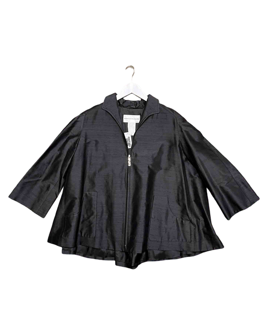 Size M | Mugler Vintage Black Silk Zip-Up Jacket