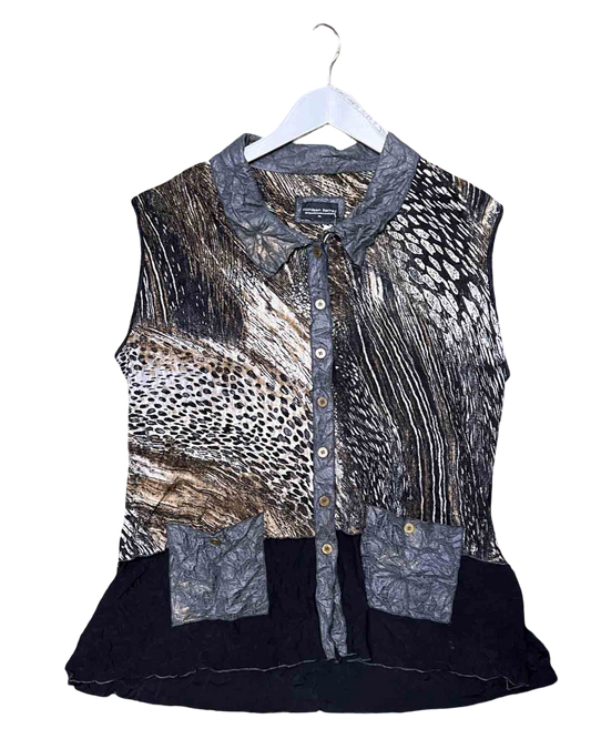 Size XL | Kathleen Berney Black/Brown Abstract Top