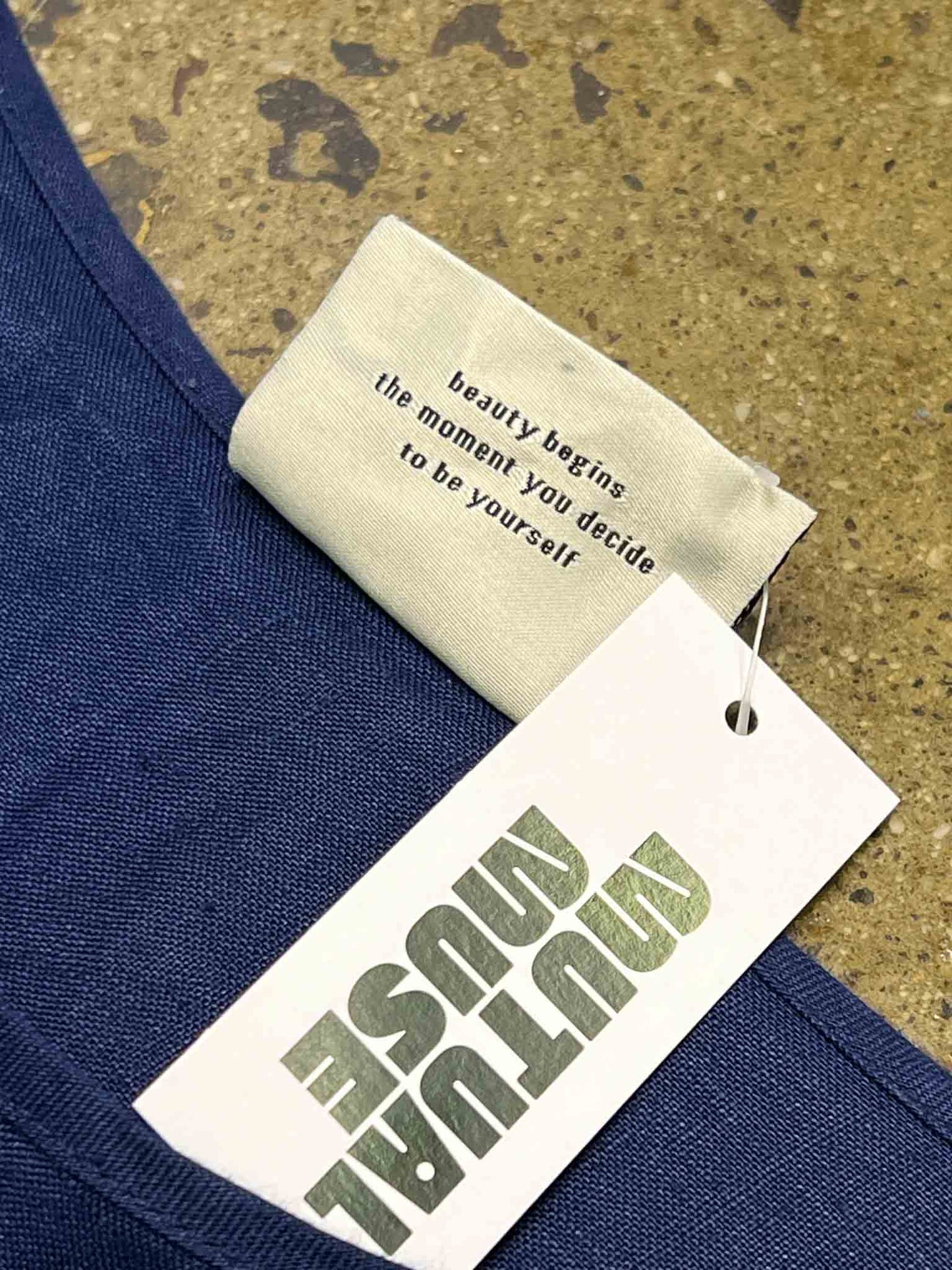Size OSFM | Manteau Noir Navy Linen Smock Dress